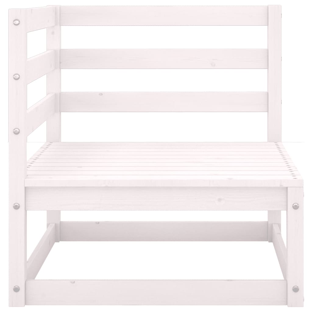 7 Piece Garden Lounge Set White Solid Pinewood