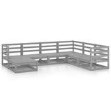 7 Piece Garden Lounge Set Grey Solid Pinewood - Front View