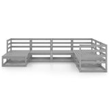7 Piece Garden Lounge Set Grey Solid Pinewood - Side View