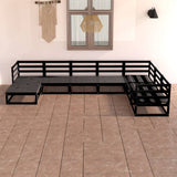 7 Piece Garden Lounge Set Black Solid Pinewood