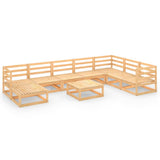 9 Piece Garden Lounge Set Solid Pinewood - Front View