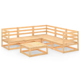 6 Piece Garden Lounge Set Solid Pinewood - Front View