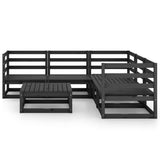 6 Piece Garden Lounge Set Black Solid Pinewood