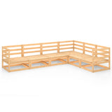 6 Piece Garden Lounge Set Solid Pinewood - Front View