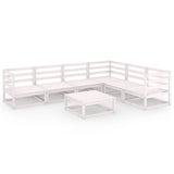 7 Piece Garden Lounge Set White Solid Pinewood - Front View