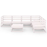 7 Piece Garden Lounge Set White Solid Pinewood - Side View