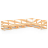 7 Piece Garden Lounge Set Solid Pinewood - Front View