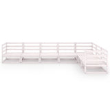 7 Piece Garden Lounge Set White Solid Pinewood - Side View
