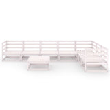 8 Piece Garden Lounge Set White Solid Pinewood - Side View