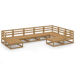 9 Piece Garden Lounge Set Honey Brown Solid Wood Pine
