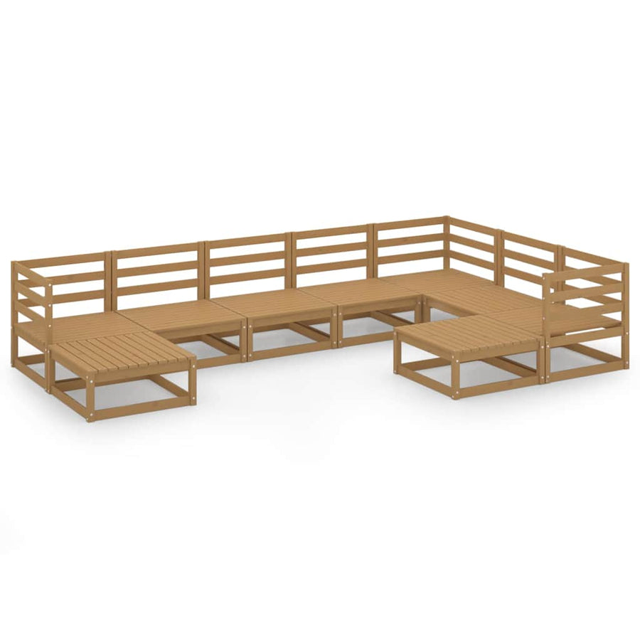 9 Piece Garden Lounge Set Honey Brown Solid Wood Pine
