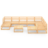 10 Piece Garden Lounge Set Solid Pinewood - Side View