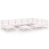 10 Piece Garden Lounge Set White Solid Pinewood - Front View