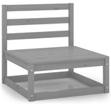 10 Piece Garden Lounge Set Grey Solid Pinewood - Rear View
