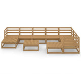 10 Piece Garden Lounge Set Honey Brown Solid Wood Pine