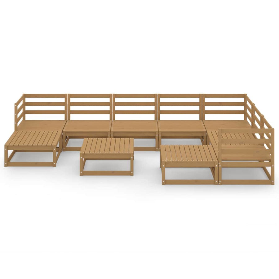 10 Piece Garden Lounge Set Honey Brown Solid Wood Pine