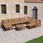 10 Piece Garden Lounge Set Honey Brown Solid Wood Pine
