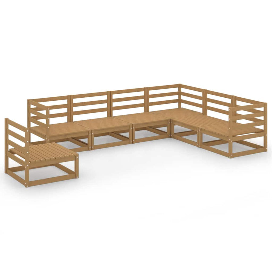 7 Piece Garden Lounge Set Honey Brown Solid Wood Pine