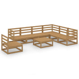 8 Piece Garden Lounge Set Honey Brown Solid Pinewood - Front View