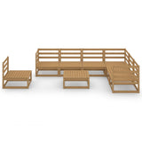8 Piece Garden Lounge Set Honey Brown Solid Pinewood - Side View