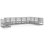 8 Piece Garden Lounge Set Grey Solid Wood Pine