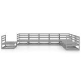 8 Piece Garden Lounge Set Grey Solid Wood Pine - Side View