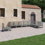 8 Piece Garden Lounge Set Grey Solid Wood Pine