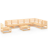 9 Piece Garden Lounge Set Solid Pinewood - Front View