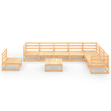9 Piece Garden Lounge Set Solid Pinewood - Side View