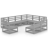 9 Piece Garden Lounge Set Grey Solid Pinewood