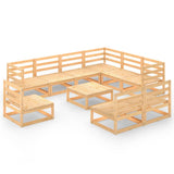 10 Piece Garden Lounge Set Solid Pinewood - Front View