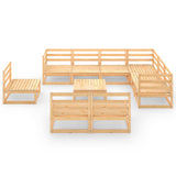 10 Piece Garden Lounge Set Solid Pinewood - Side View