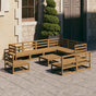 10 Piece Garden Lounge Set Honey Brown Solid Wood Pine