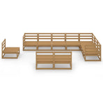 10 Piece Garden Lounge Set Honey Brown Solid Wood Pine