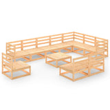 11 Piece Garden Lounge Set Solid Wood Pine - Front View