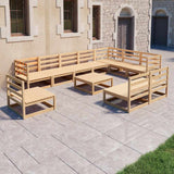 11 Piece Garden Lounge Set Solid Wood Pine