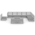 11 Piece Garden Lounge Set Grey Solid Wood Pine