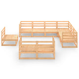 9 Piece Garden Lounge Set Solid Pinewood - Side View