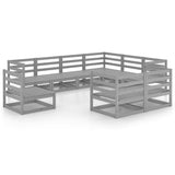 9 Piece Garden Lounge Set Grey Solid Pinewood