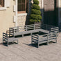 9 Piece Garden Lounge Set Grey Solid Wood Pine
