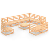 11 Piece Garden Lounge Set Solid Pinewood - Front View