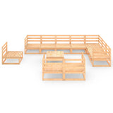 11 Piece Garden Lounge Set Solid Pinewood - Side View