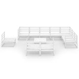 11 Piece Garden Lounge Set White Solid Pinewood - Side View
