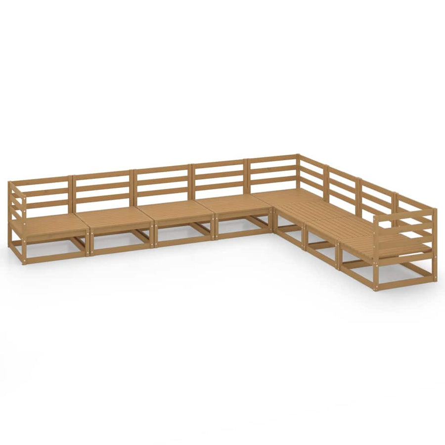 8 Piece Garden Lounge Set Honey Brown Solid Wood Pine