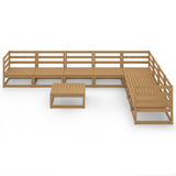 9 Piece Garden Lounge Set Honey Brown Solid Pinewood - Side View