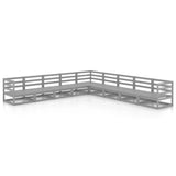 9 Piece Garden Lounge Set Grey Solid Pinewood - Front View