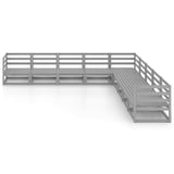 9 Piece Garden Lounge Set Grey Solid Pinewood - Side View