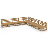 9 Piece Garden Lounge Set Honey Brown Solid Wood Pine