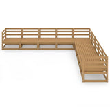 9 Piece Garden Lounge Set Honey Brown Solid Wood Pine - Side View