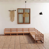 9 Piece Garden Lounge Set Honey Brown Solid Wood Pine